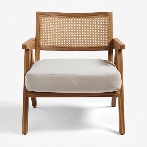 Handcrafted Rattan Lounge Chair in Natural Finish