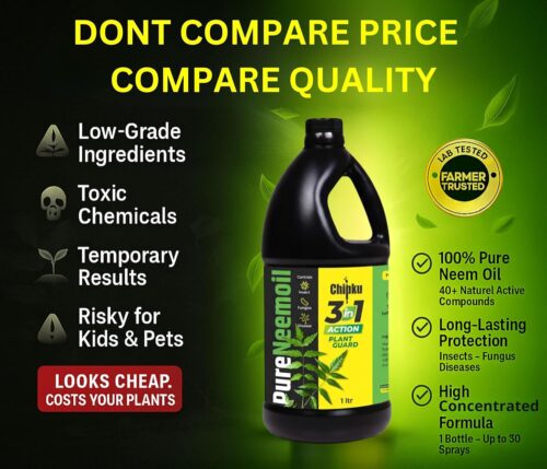 chipku neem Organic Cold-Pressed Neem Oil for Plants – 1 Litre